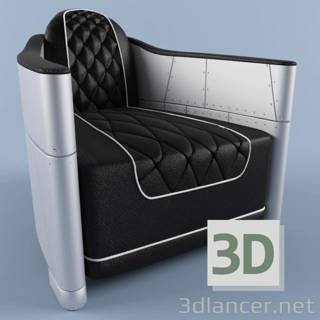 3d Bentley Gray Leather and Aluminum Club Chair Rebder model buy - render