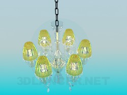 Chandelier with yellow shades