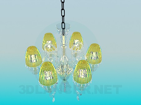 3d model Chandelier with yellow shades - preview