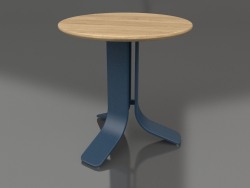 Coffee table Ø50 (Grey blue, Iroko wood)