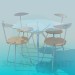 modèle 3D Table en verre avec chaises - preview
