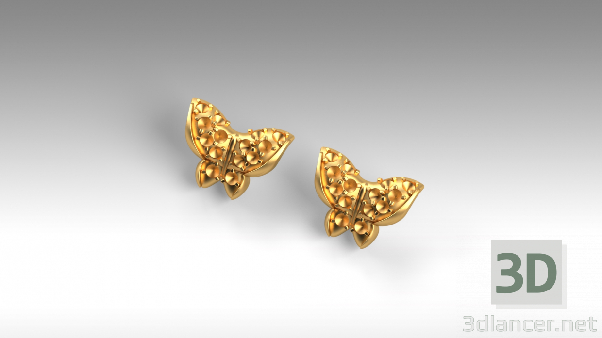 3d Butterfly Earrings model buy - render