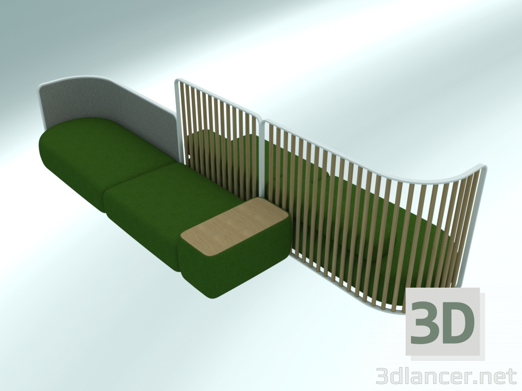 modèle 3D Canapé modulable PLUS forme S - grand - preview