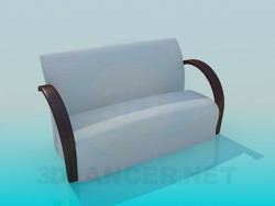 Sofa with wooden armrests