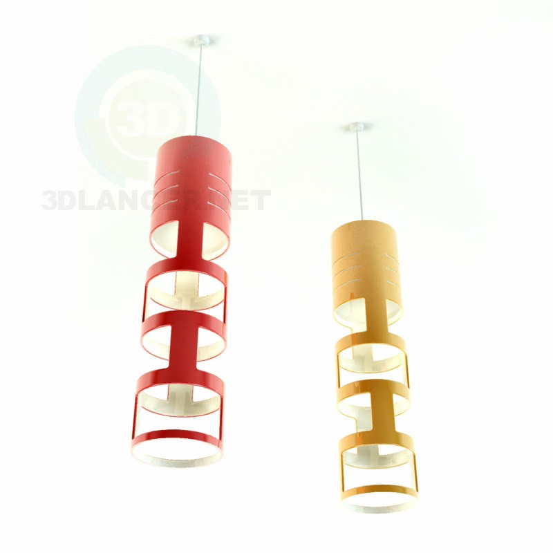 3d модель червоний-жовтий світильники – превью