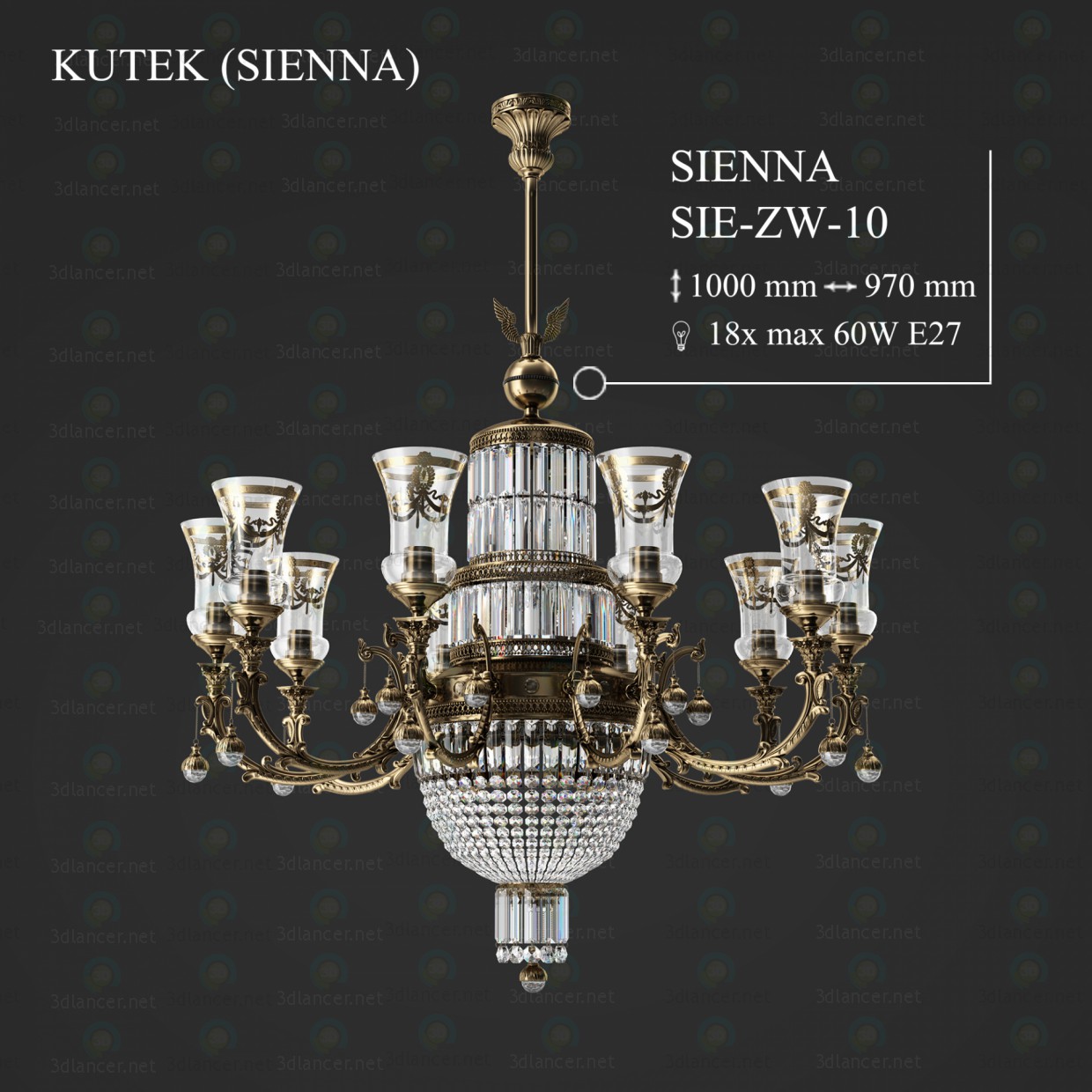 3d model Lámpara KUTEK SIENNA SIE-ZW-10 - vista previa