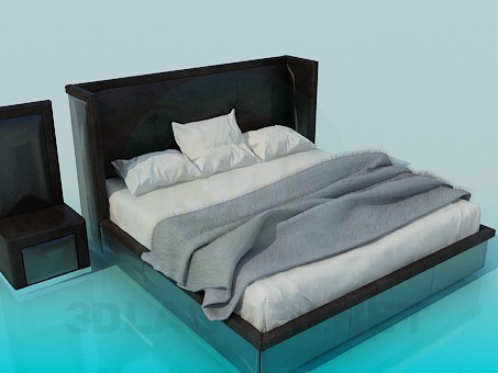3d model Bed with high headboard - preview