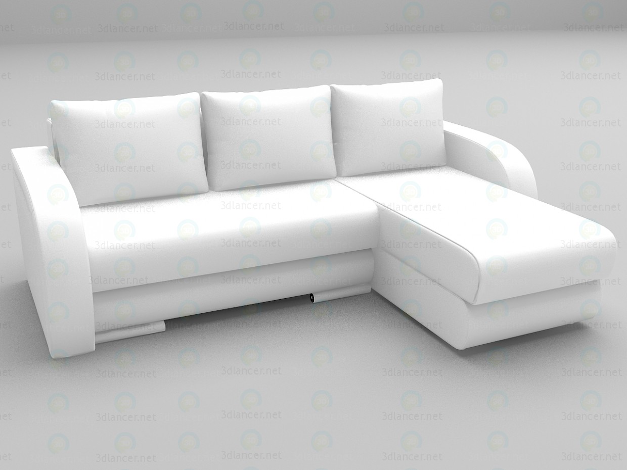 modello 3D Angolo divano panna - anteprima