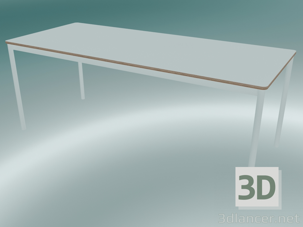 modello 3D Tavolo rettangolare Base 190x80 cm (Bianco, Compensato, Bianco) - anteprima