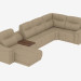 modello 3D divano ad angolo in pelle con minibar - anteprima