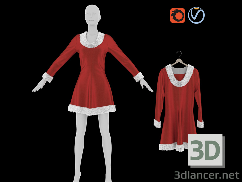 3 डी क्रिसमस की पोशाक मॉडल खरीद - रेंडर