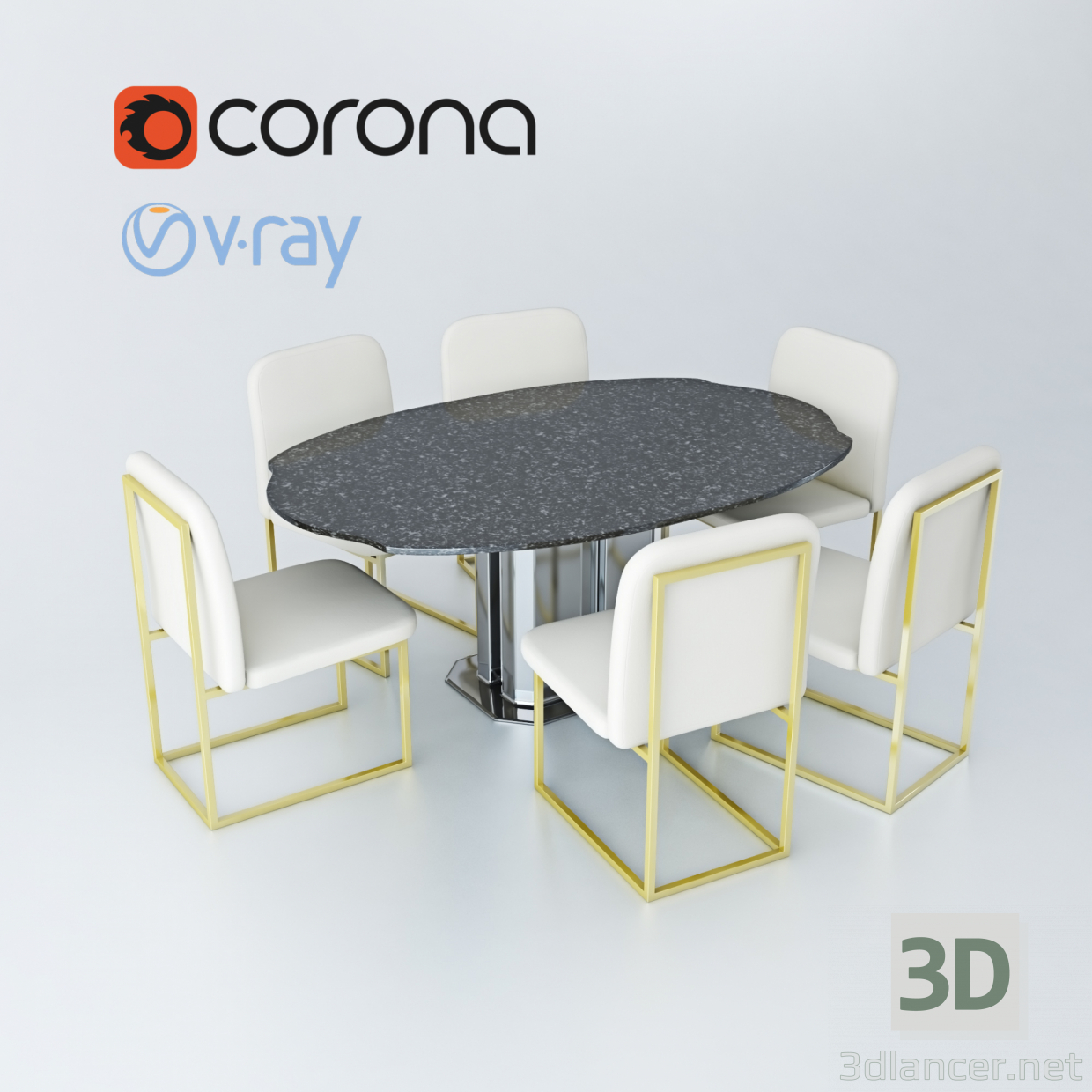 modello 3D di Tavolo da pranzo italiano eccezionale comprare - rendering