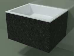 Wall-mounted washbasin (02R132301, Nero Assoluto M03, L 60, P 48, H 36 cm)