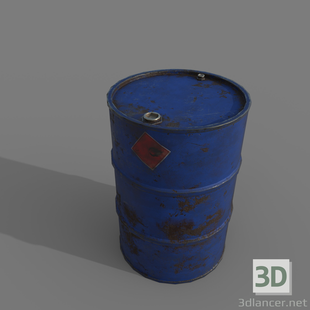 3D Namlu 200 litre Mavi pas modeli satın - render