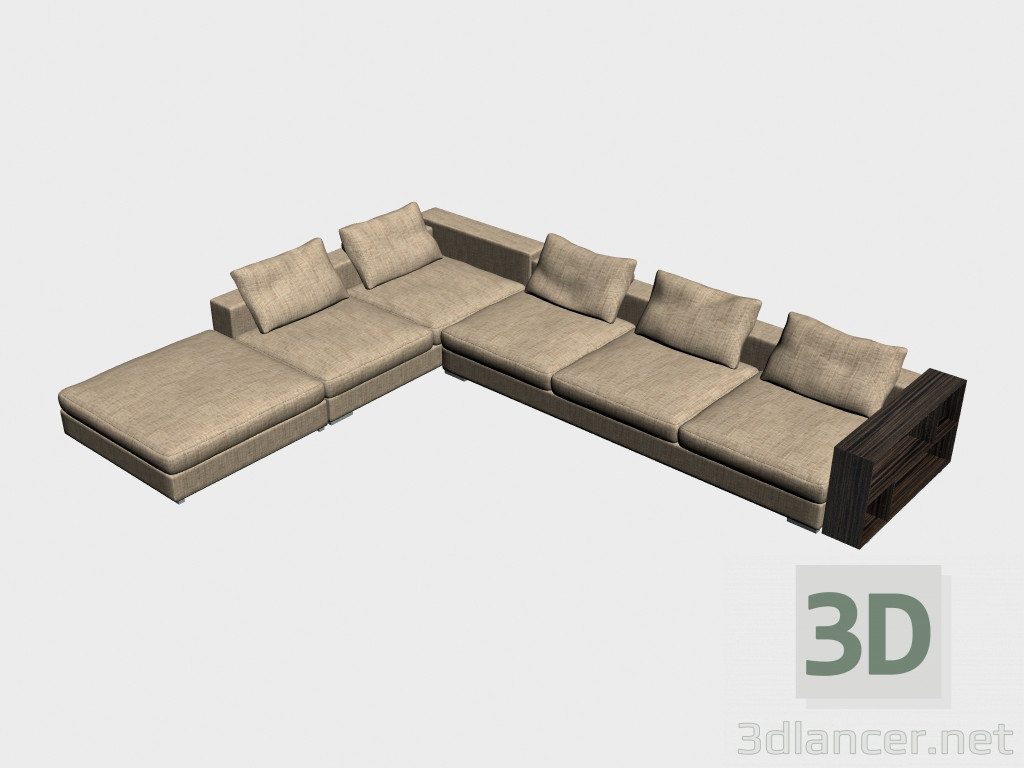 modèle 3D Sofa Infiniti LUX (coin, avec des étagères, 452h350) - preview