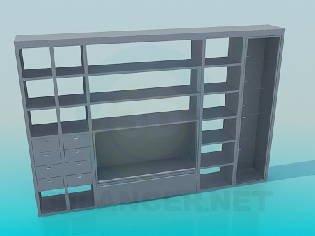 3D Modell Wandgestell mit einem Platz unter den Fernseher - Vorschau