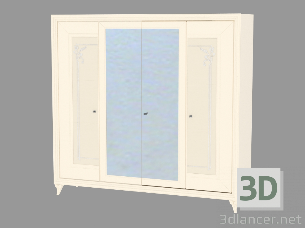 3D Modell Kleiderschrank 4 Türen legged - Vorschau