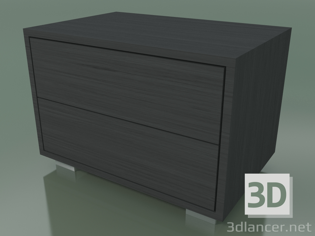 3D Modell Nachttisch mit 2 Schubladen (51, gebürstete Stahlfüße, grau lackiert) - Vorschau