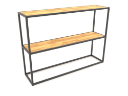 Rack-console rectangulaire (BOIS, 120x30x86, 2 étagères)