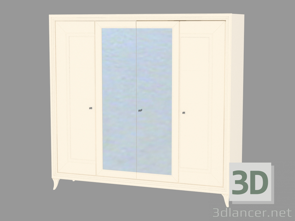 3d model 4-door wardrobe on lacquered legs - preview