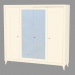3d model 4-door wardrobe on lacquered legs - preview