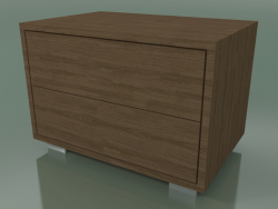 Bedside table with 2 drawers (51, Brushed Steel Feet, Natural Lacquered American Walnut)