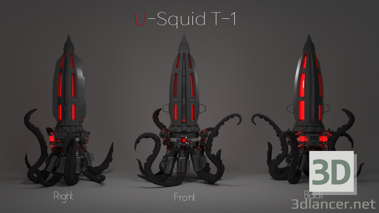 3d Часы-ночник U-Squid T-1 модель купить - ракурс