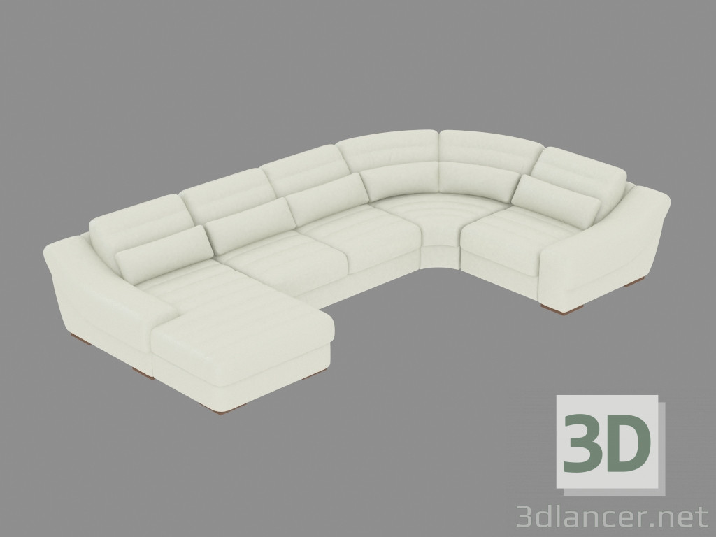 modèle 3D Canapé modulable avec coin couchage - preview