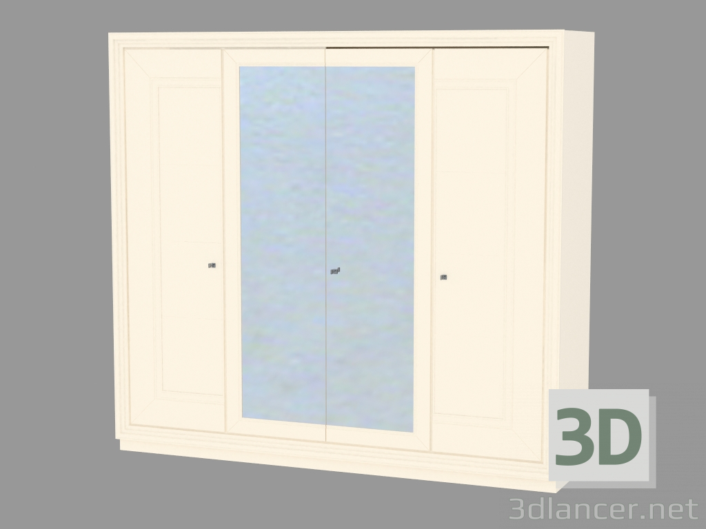 3d model 4-door wardrobe with basement base (without a picture) - preview