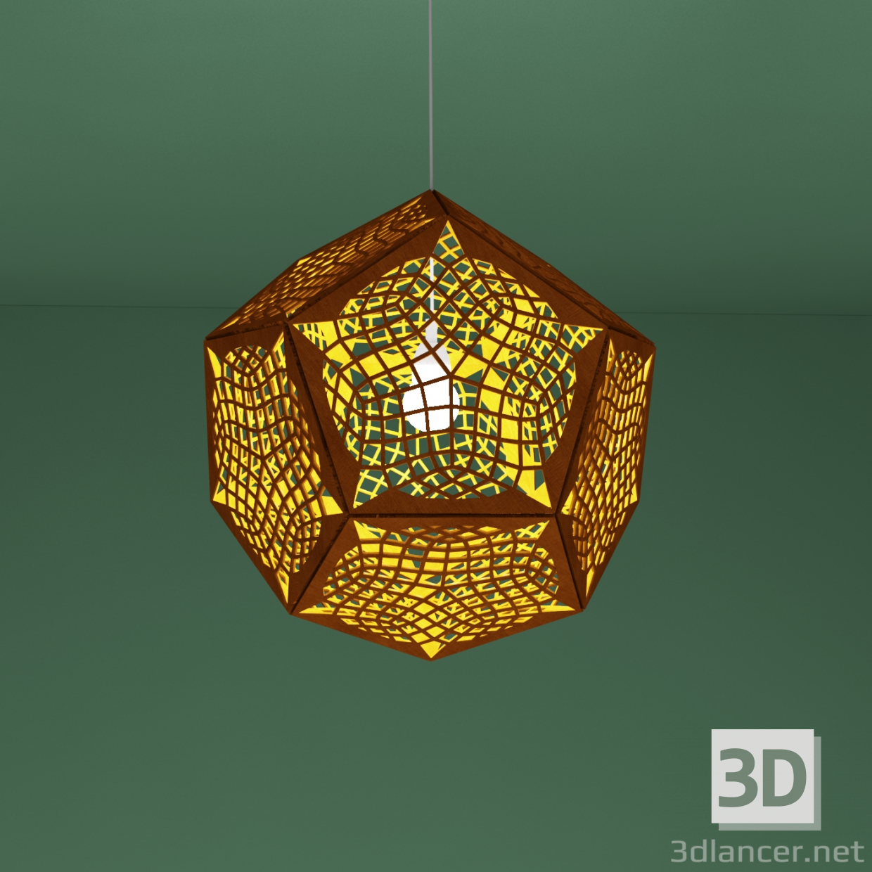 Lámpara de madera contrachapada 3D modelo Compro - render