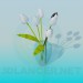 Modelo 3d Vaso com tulipas brancas - preview