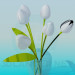 modello 3D Vaso con i tulipani bianchi - anteprima