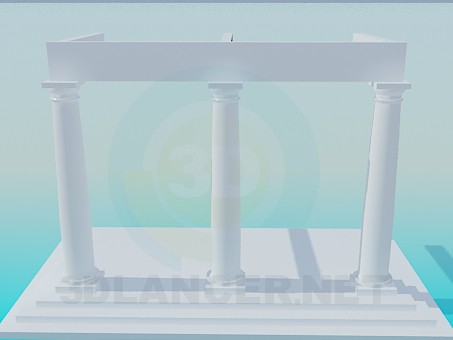 3D Modell 3 Säulen mit Architrav - Vorschau