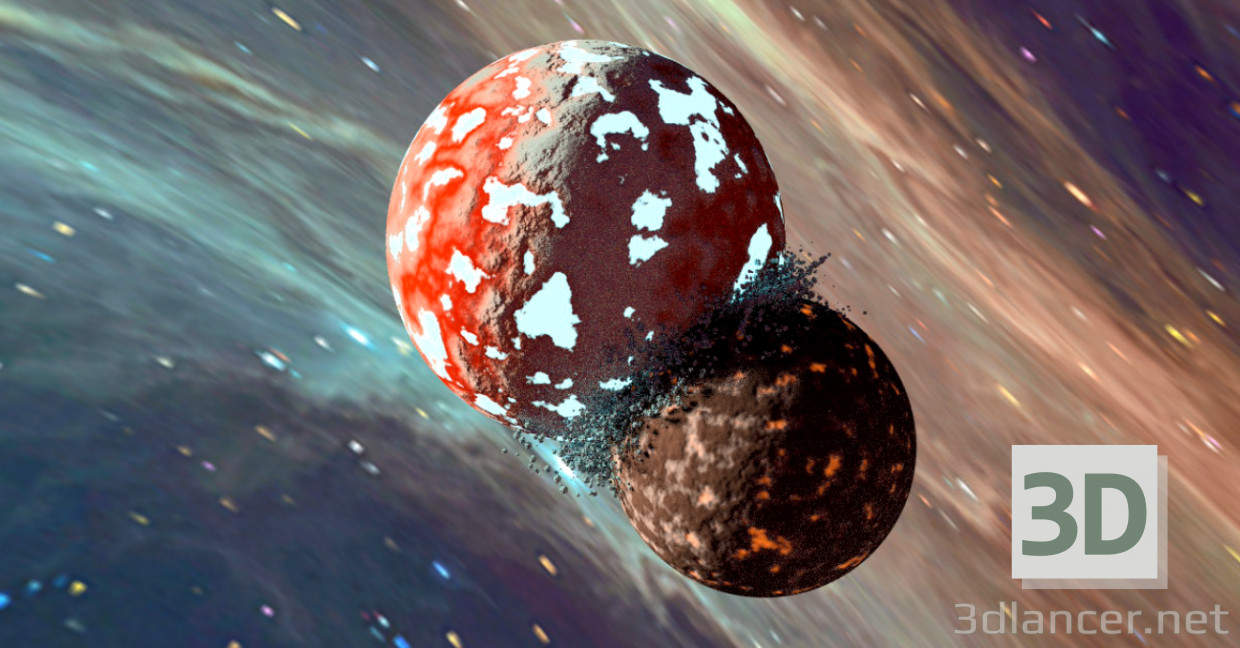 3 डी मॉडल ग्रहों की टक्कर - पूर्वावलोकन