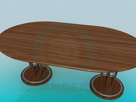 modello 3D Il grande tavolo nella sala da pranzo - anteprima