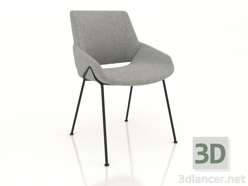 3d model A chair with metal legs - preview