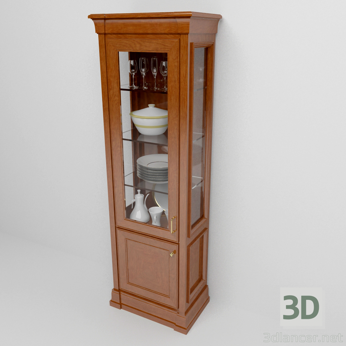 3d model Showcase for dishes - preview