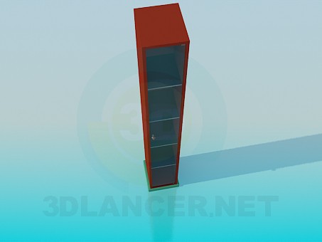 3D Modell Dünne Wand Schrank mit Regalen - Vorschau
