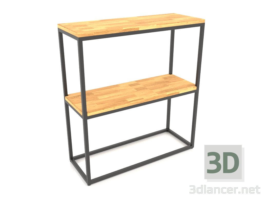 modèle 3D Rack-console rectangulaire (PLANCHER BOIS, 80x30x86, 2 étagères) - preview