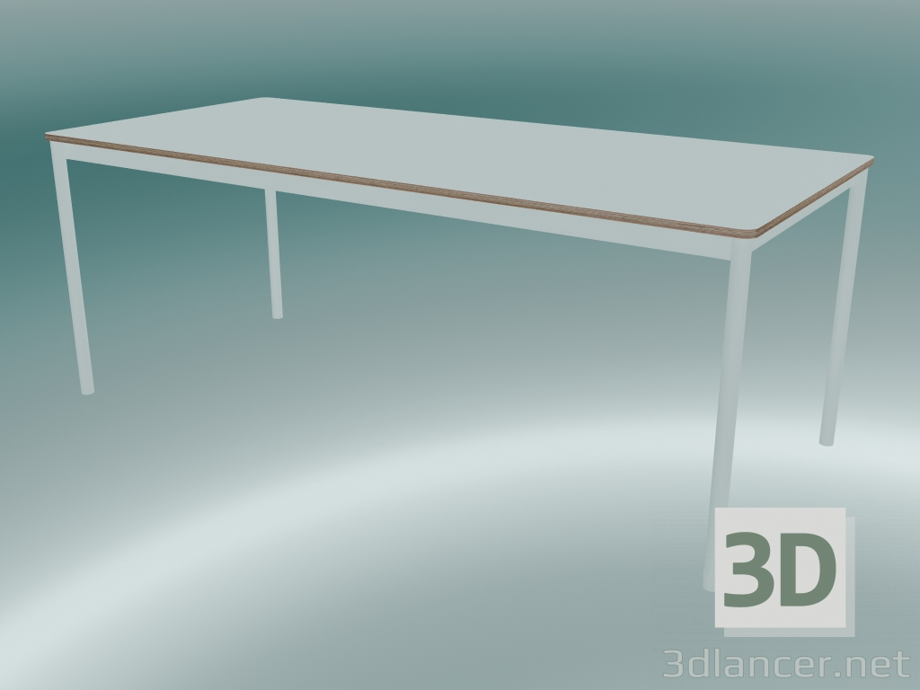 modello 3D Tavolo rettangolare Base 190x85 cm (Bianco, Compensato, Bianco) - anteprima