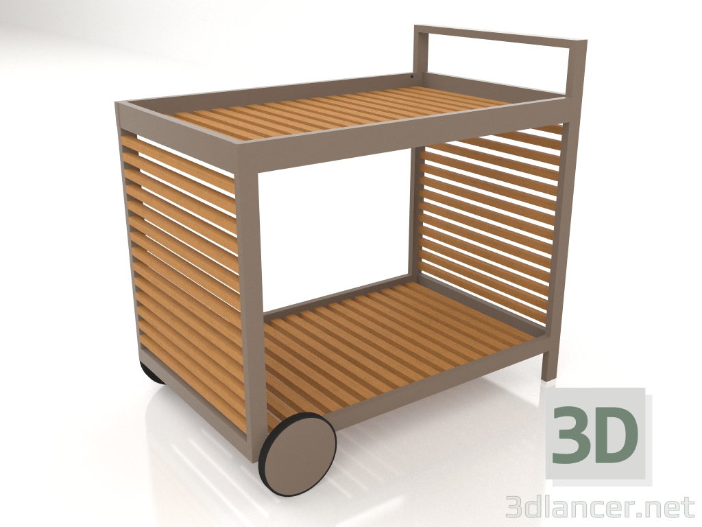 3d model Serving trolley with an aluminum frame made of artificial wood (Bronze) - preview