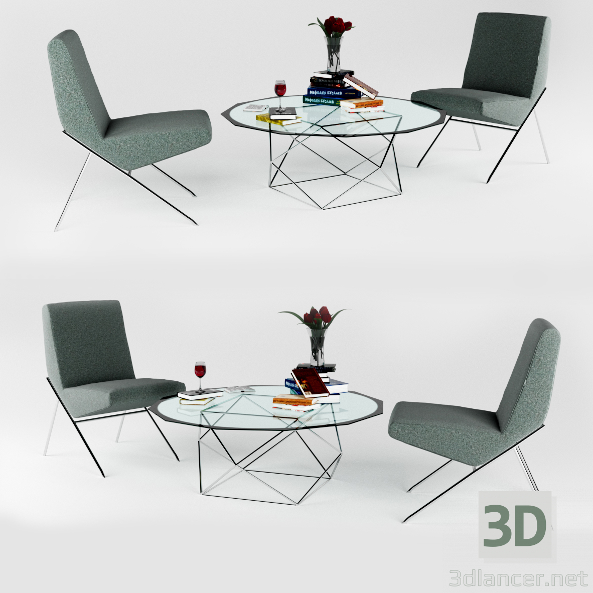 3d Geometric low table model buy - render