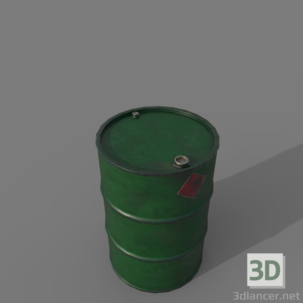 3D Namlu 200 litre Yeşil kir modeli satın - render
