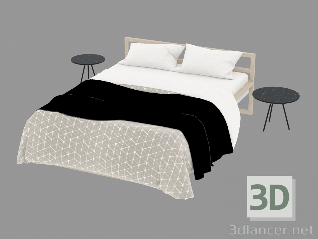3D Modell ZIMMER Bett mit DRIP-Beistelltischen - Vorschau