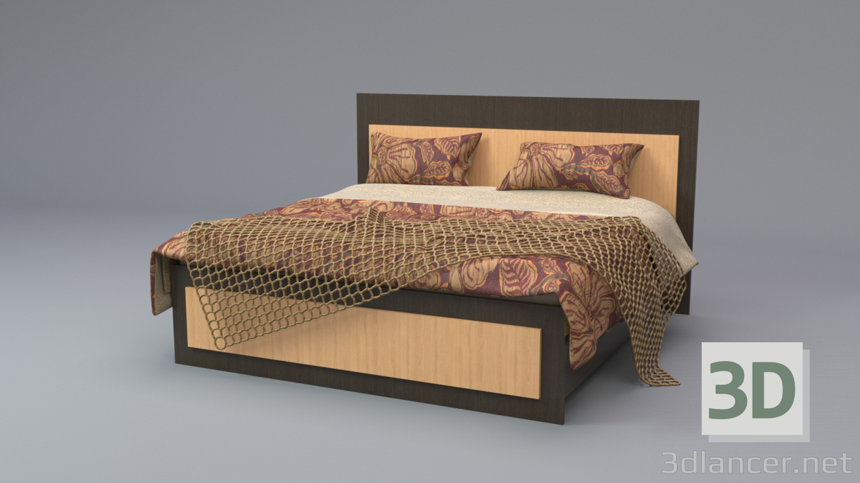 3 डी डबल बेड मॉडल खरीद - रेंडर