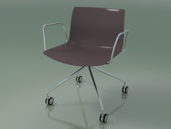 Chair 0219 (4 castors, with armrests, chrome, polypropylene PO00404)