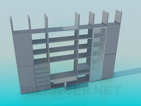 3d модель Стінка-шафа прикріплюється до стелі – превью