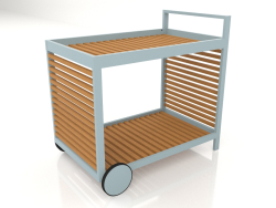 Serving trolley with an aluminum frame made of artificial wood (Blue gray)