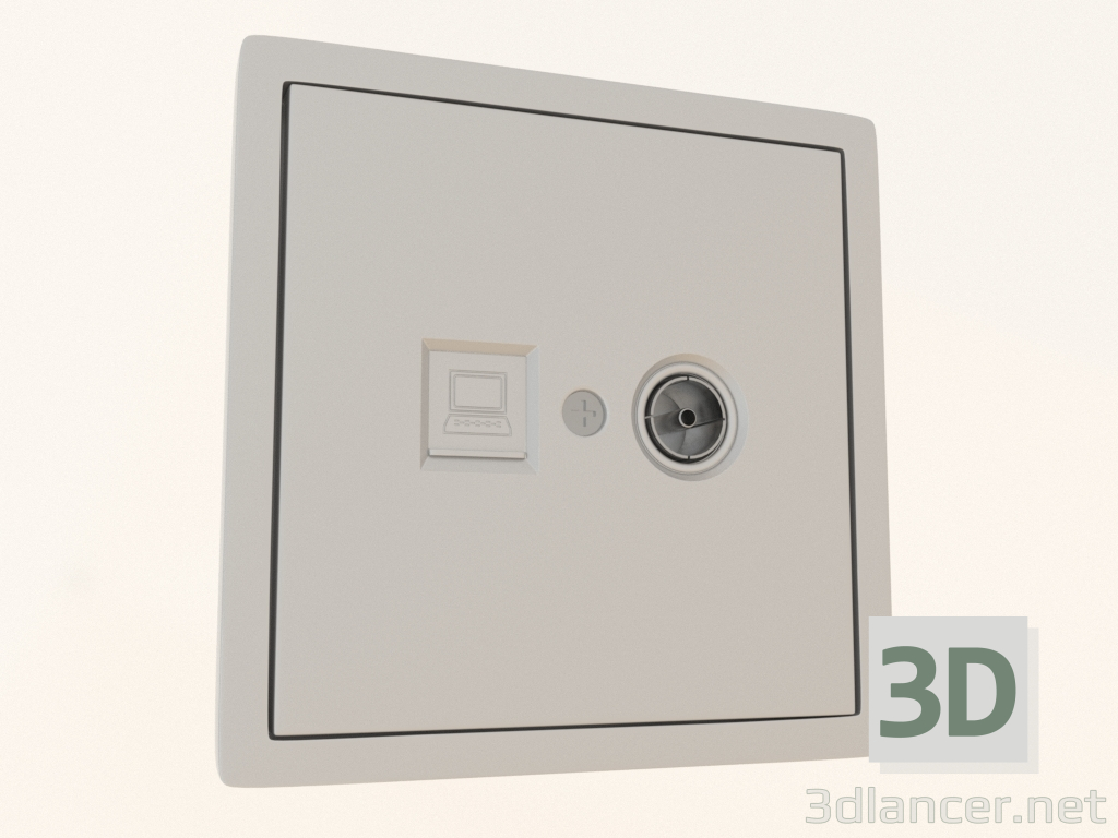 3d model Socket combined RJ45 (cat.6ClassE-8) + SAT (F-connector, simple, aluminum, DA88926) R98 - preview