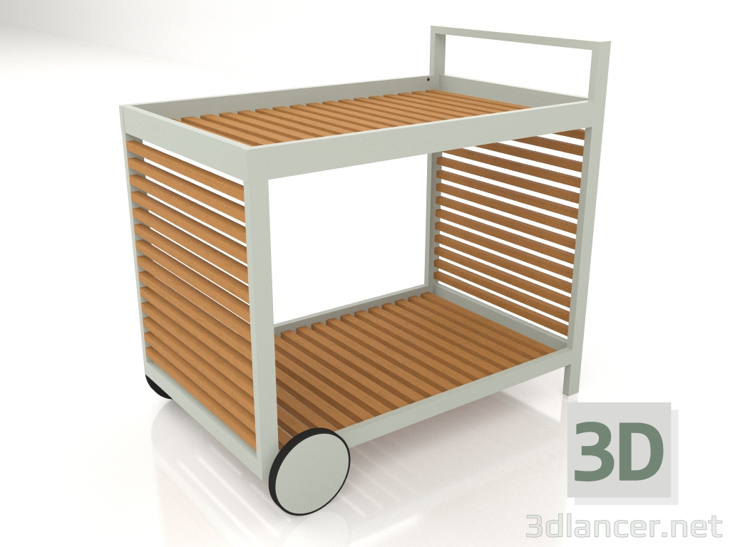 modello 3D Carrello di servizio con struttura in alluminio in legno artificiale (grigio cemento) - anteprima